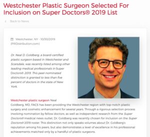 Plastic Surgeon in Westchester Included in Super Doctors 2019 List