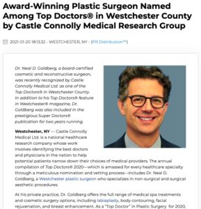 Dr Neal Goldberg Honored in Westchester Magazine as Top Doctor 2020