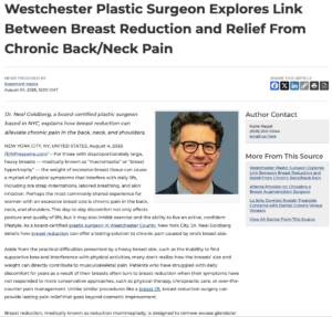 NYC Plastic Surgeon Details Chronic Pain Relief Associated with Breast Reduction
